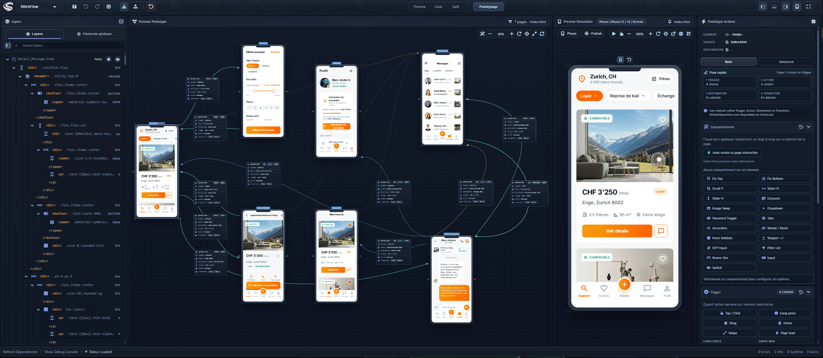 Interface de prototypage StitchFlow
